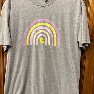 Louisiana Gray T-Shirt with Rainbow Graphic
